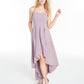 Vestido plissado alto-baixo feminino sem palavras, tamanho 5, lilás