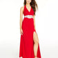 Vestido de festa infantil sem palavras com decote halter, vermelho, tamanho 1