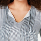 Tommy Hilfiger Plus Size Feminino Estampado de Bolinhas Pintucked Top Verde Brilhante Tamanho 1X