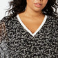 Tommy Hilfiger Blusa Feminina Floral Manga Sino Gola V Preta Tamanho 3X