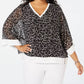Tommy Hilfiger Top de chiffon estampado plus size feminino, cor carvão, tamanho 1X