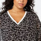 Tommy Hilfiger Top de chiffon estampado plus size feminino, cor carvão, tamanho 1X