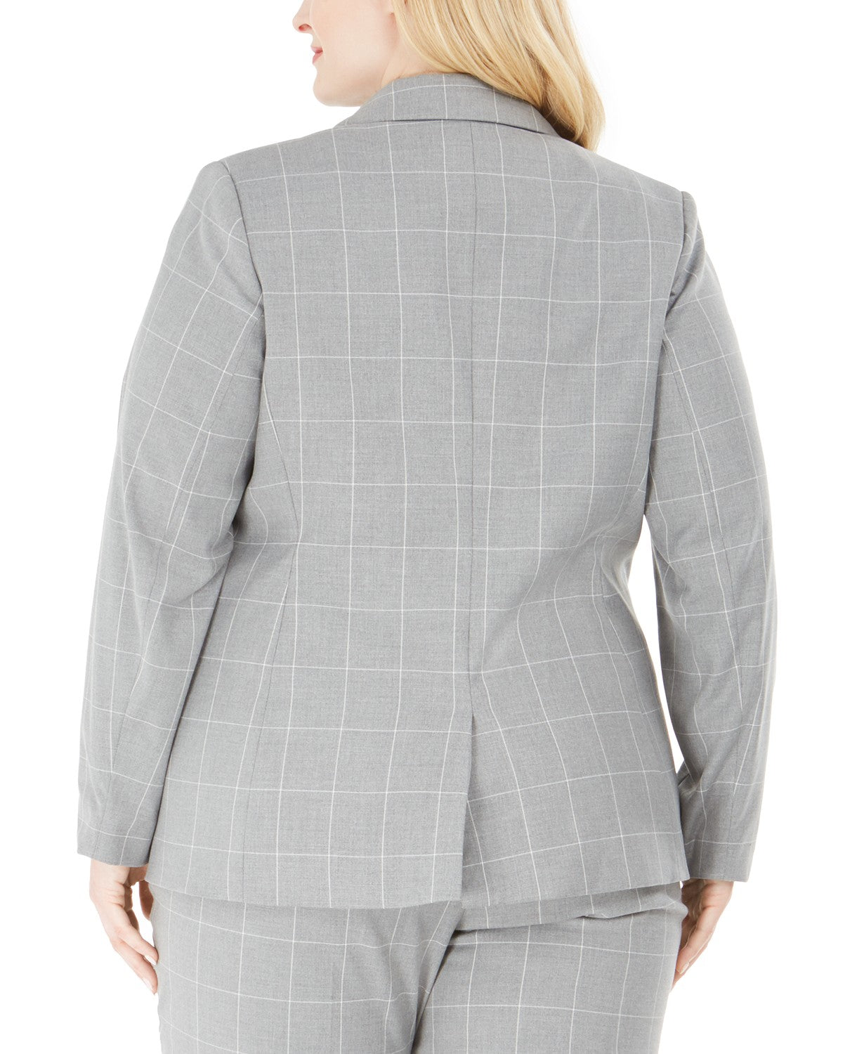 Calvin Klein Blazer Feminino Plus Size com Estampa de Janela e Botão Único Cinza 24W