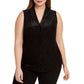 Blusa feminina plus size com estampa de leopardo Calvin Klein preta tamanho XX-G