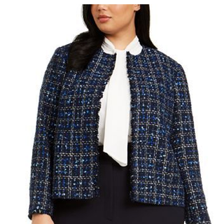 Jaqueta Calvin Klein Plus Size Tweed Azul tamanho 22