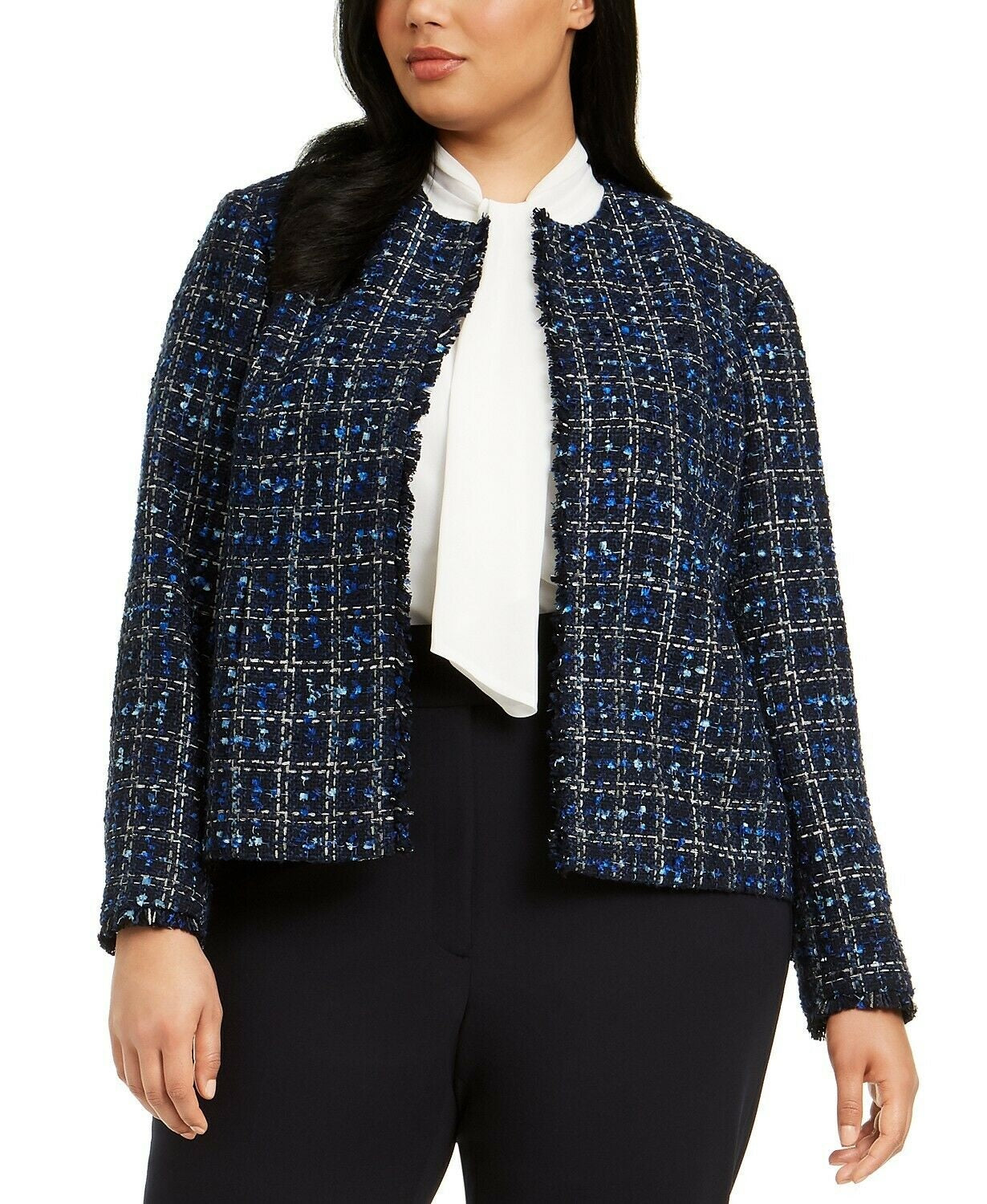 Jaqueta de tweed plus size feminina Calvin Klein azul tamanho 16W