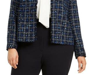Jaqueta de tweed plus size feminina Calvin Klein azul tamanho 16W