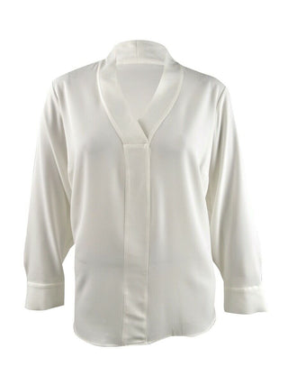 Blusa Calvin Klein Feminina Plus Size Gola V Crm Tamanho X-Grande