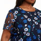 Blusa feminina Calvin Klein Plus Size com estampa floral bordada, preta, tamanho 1X