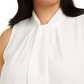 Blusa Calvin Klein Feminina Plus Size com Babados na Frente, Branca, Tamanho 3X