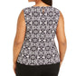Blusa feminina Calvin Klein sem mangas com estampa e pregas, preta, tamanho 2X