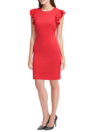 Vestido feminino plus size Tommy Hilfiger com mangas esvoaçantes e bainha, vermelho, tamanho 22