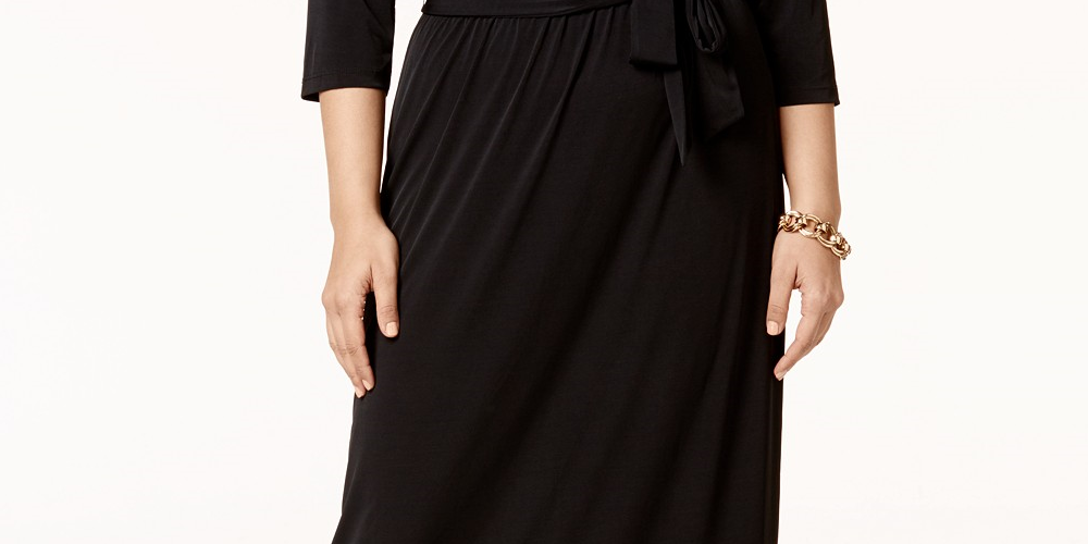 Vestido longo plus size feminino Ny Collection, preto, tamanho 1X