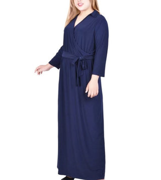 Vestido longo plus size feminino NY Collection, azul marinho, tamanho 1X