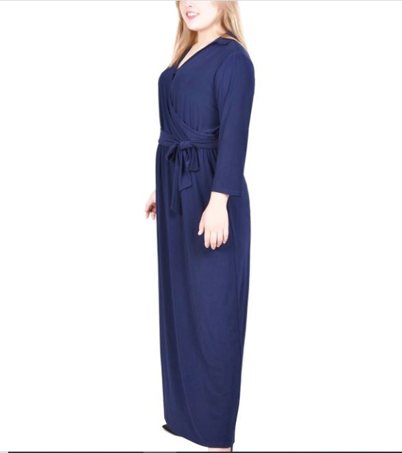 Vestido longo plus size feminino NY Collection, azul marinho, tamanho 1X