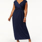 Vestido longo feminino plus size franzido estilo império, preto, tamanho 3X, da NY Collection