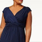 Vestido longo feminino plus size franzido estilo império, preto, tamanho 3X, da NY Collection