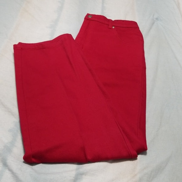 Jeans feminino estilo &amp; co, cintura alta, slim, tamanho 0, vermelho, tamanho médio