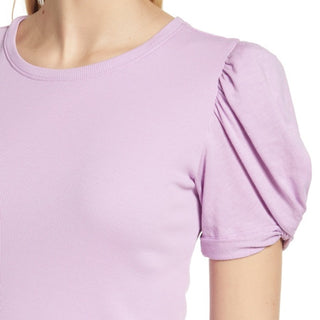 1. State Women's Pullover Top com gola redonda canelada Violeta Tamanho M