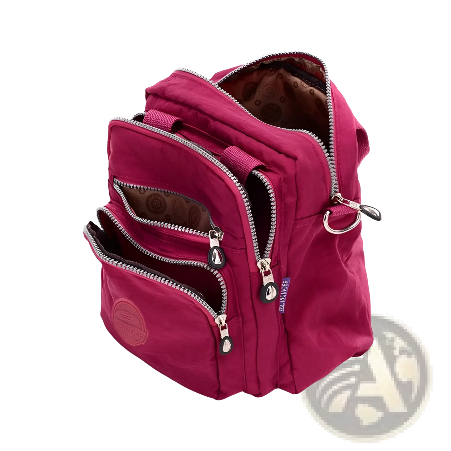 Magenta Multi-functional Nylon Crossbody Bag 25cm