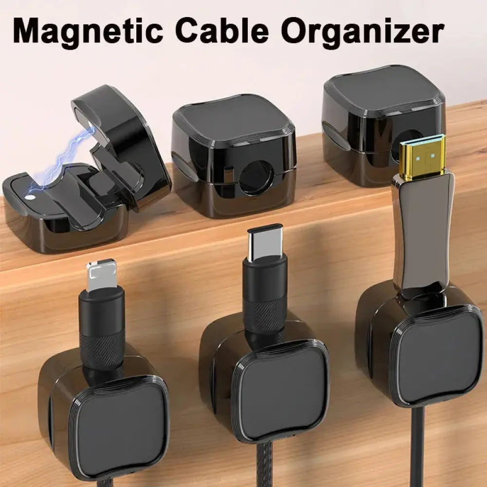 Magnetic Square Under Desk Cable Organizer and Cord Clip