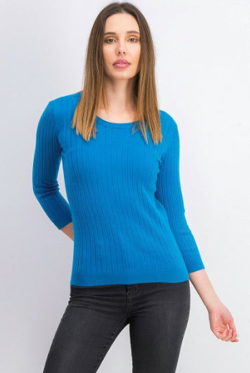 Suéter feminino Maison Jules com gola redonda canelada, verde, tamanho médio