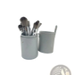 Makeup Brush Set with 15 Silver Pieces and Case