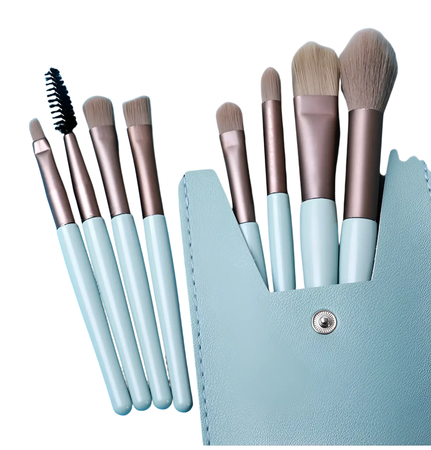 Makeup Brush Set with 8 Pieces and Leather Case