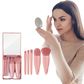 Makeup Brush Set with Mirror 5 Piece Portable Pink Kit