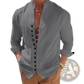 Mandarin Collar Linen Blend Wrinkle Resistant Casual Shirt