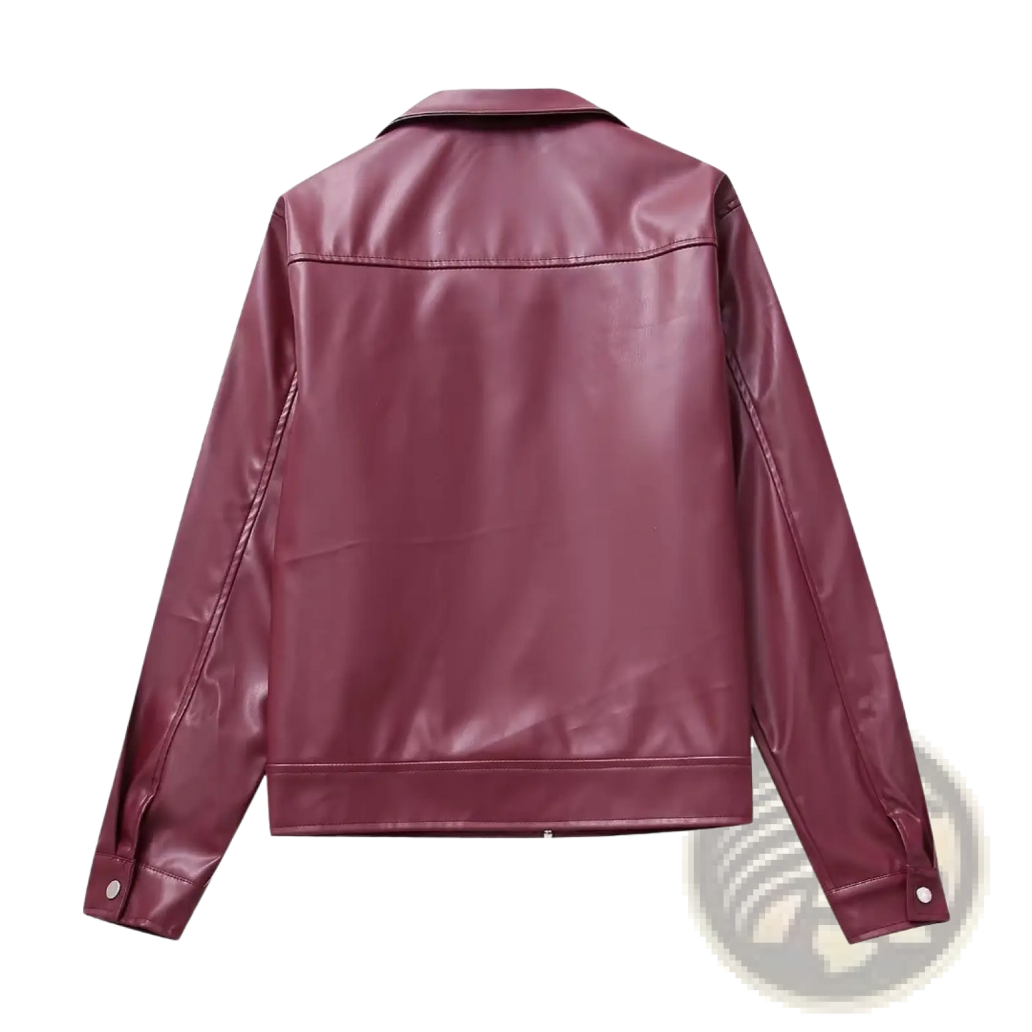 Maroon Faux Leather Biker Jacket for Women