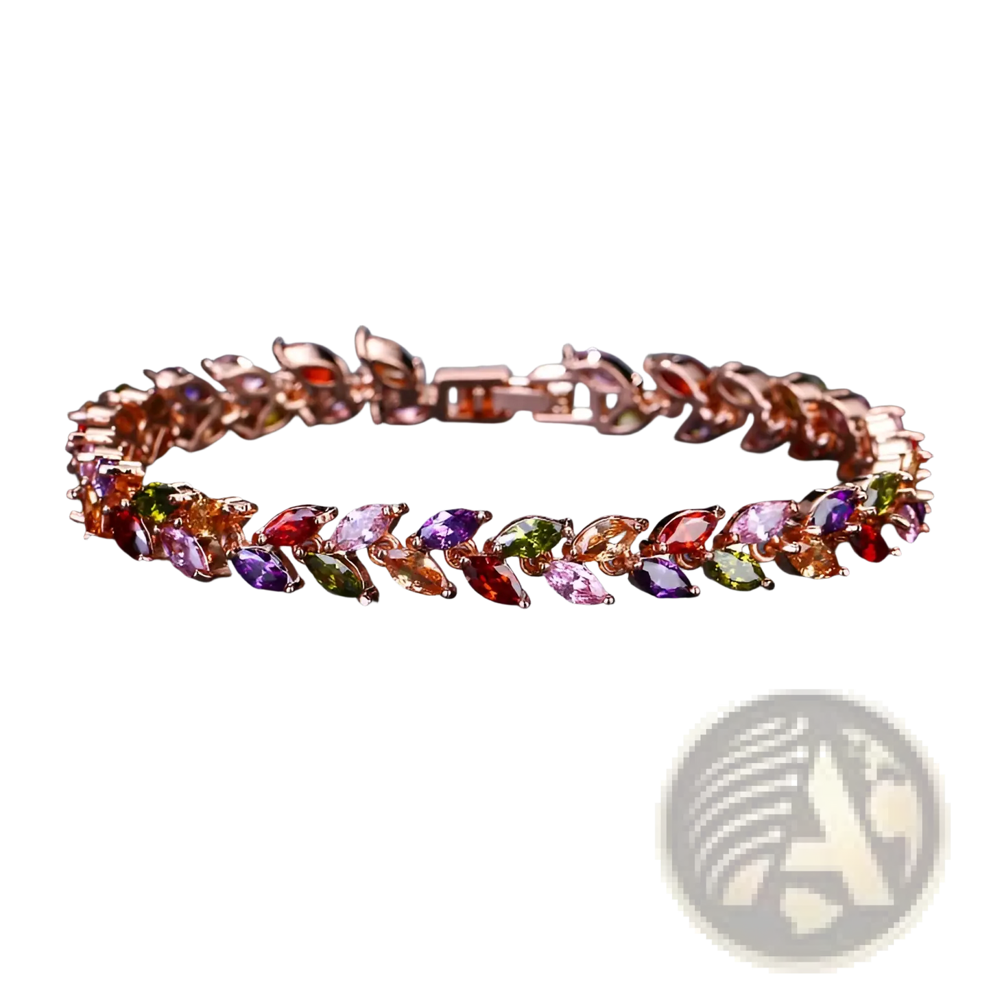 Marquise Zircon Leaf Tennis Bracelet in Polished Silver