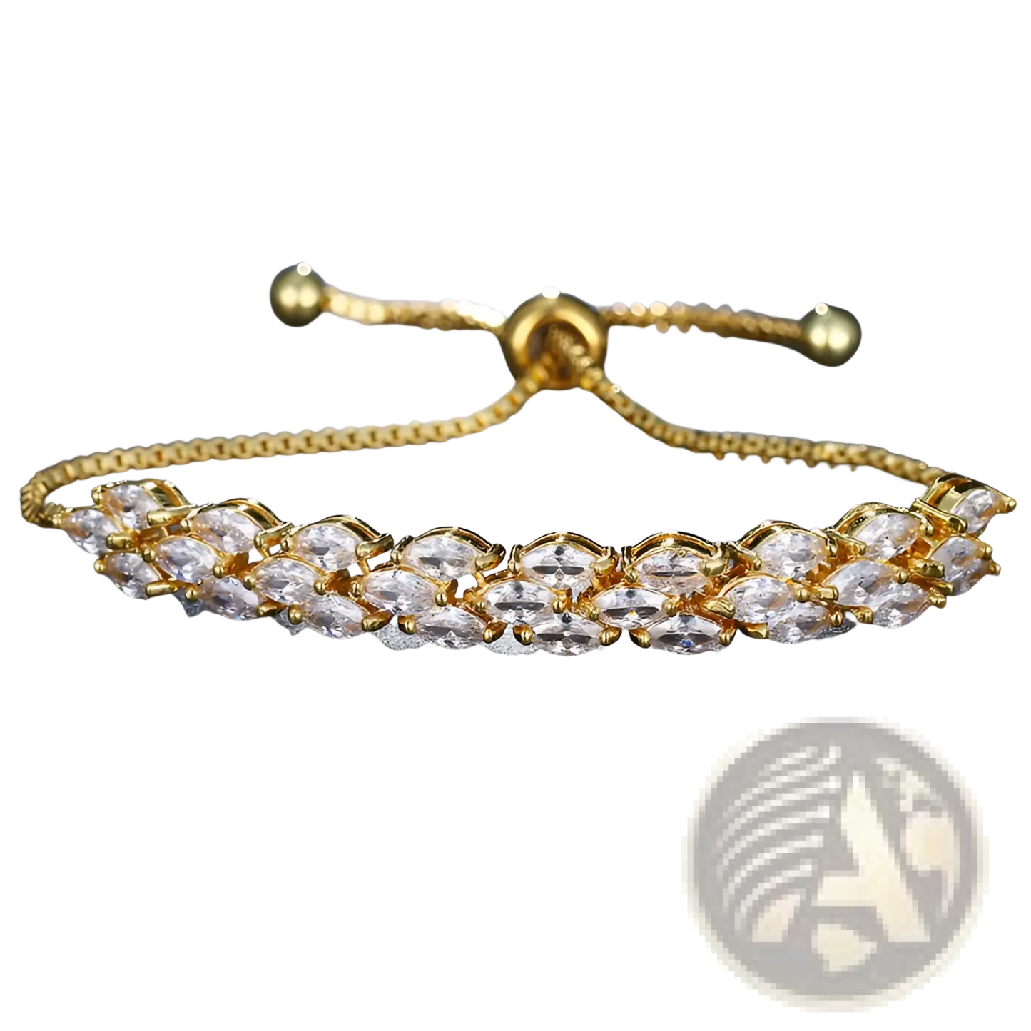 Marquise Zircon Leaf Tennis Bracelet in Polished Silver