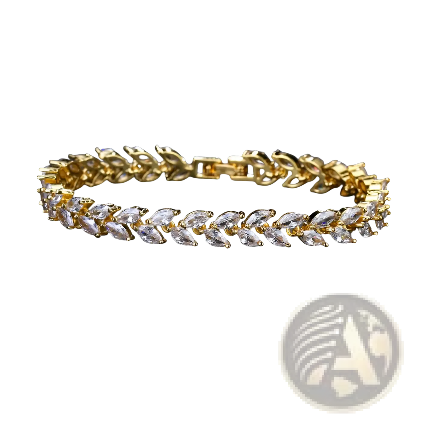 Marquise Zircon Leaf Tennis Bracelet in Polished Silver