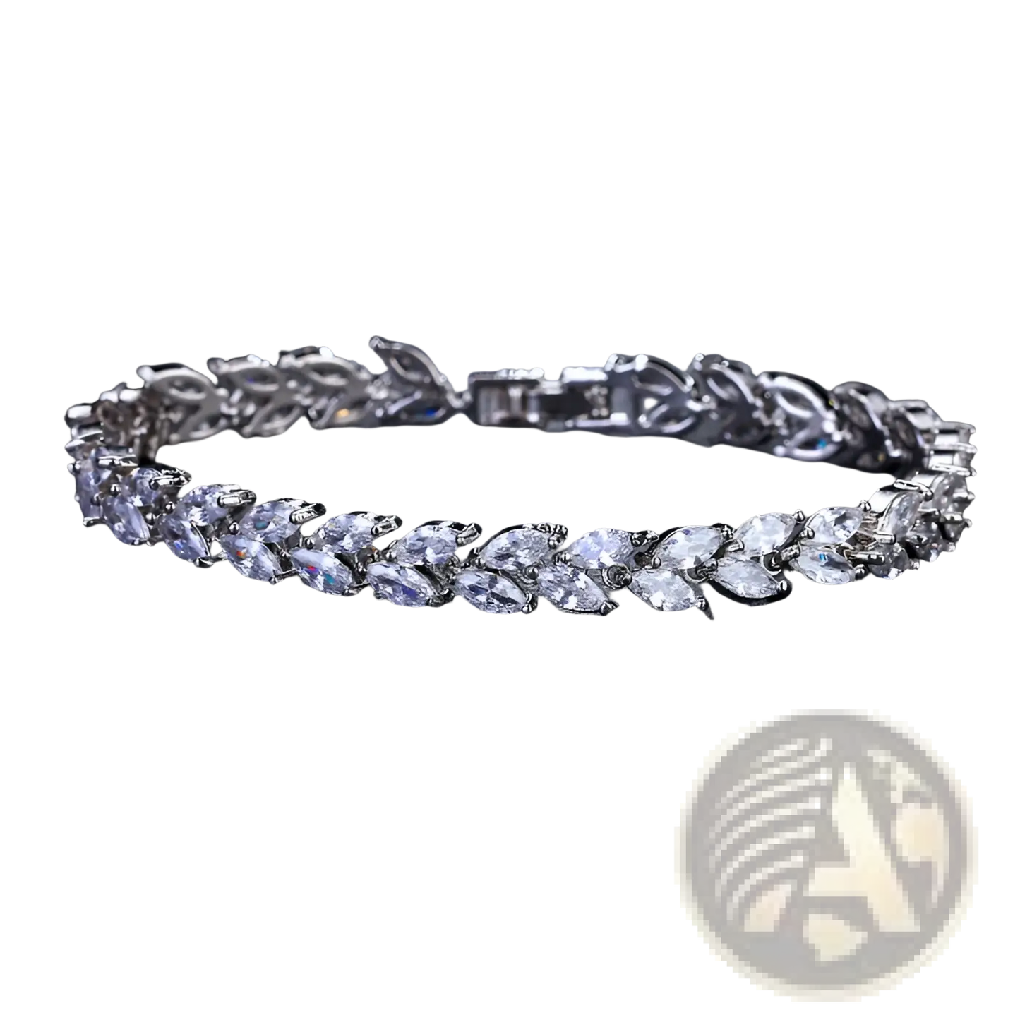 Marquise Zircon Leaf Tennis Bracelet in Polished Silver
