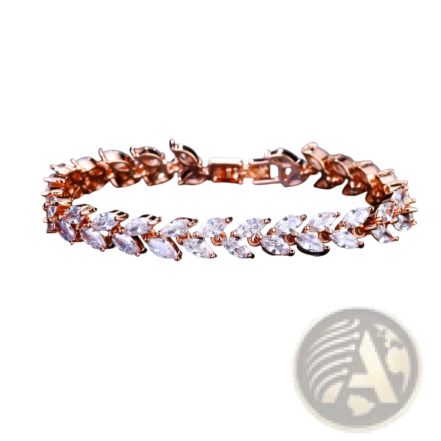 Marquise Zircon Leaf Tennis Bracelet in Polished Silver