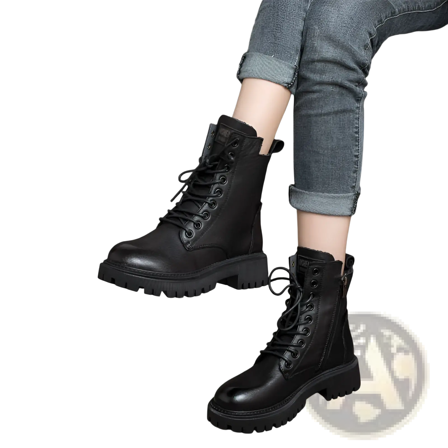 Martin Boots Women's Leather Chunky Lace Up Combat Boots
