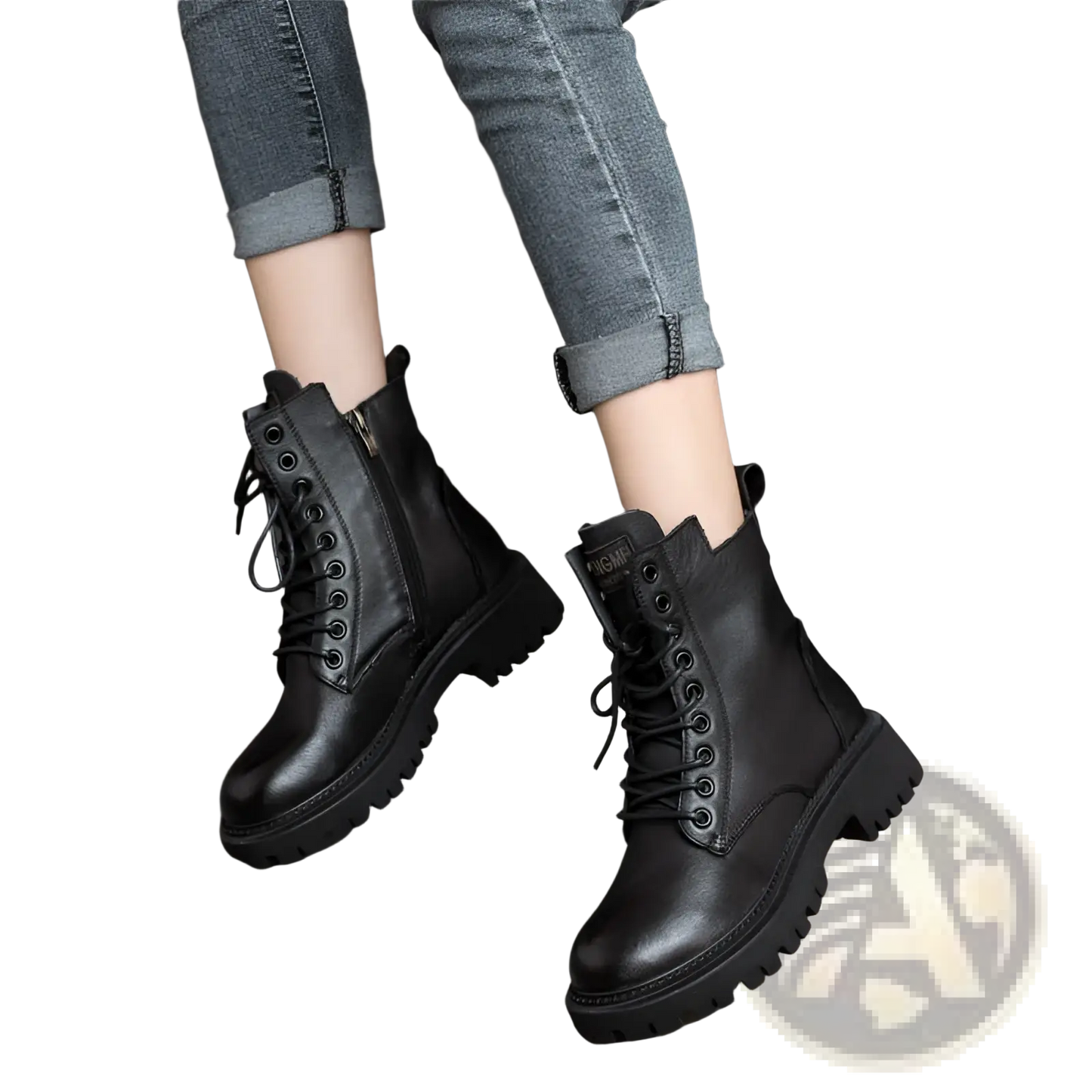 Martin Boots Women's Leather Chunky Lace Up Combat Boots