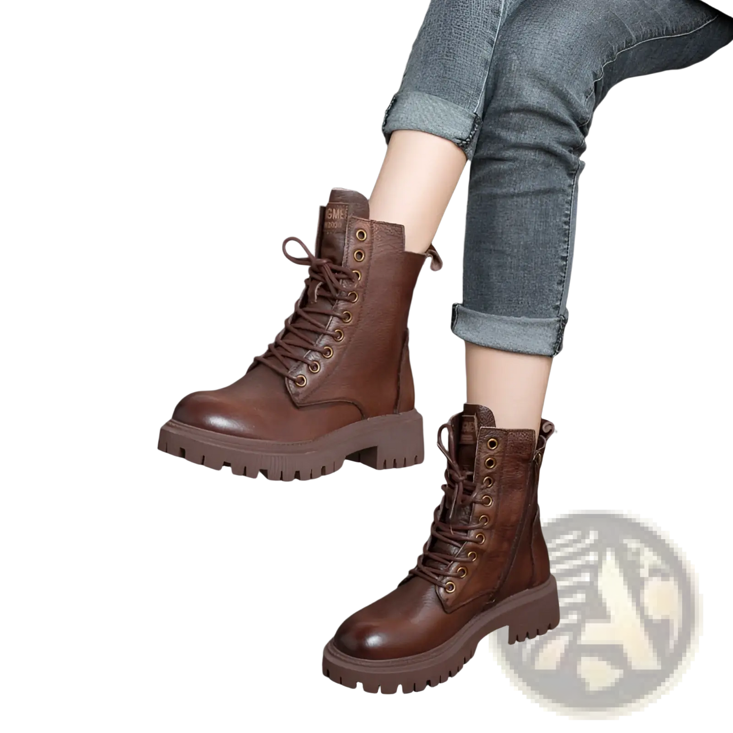 Martin Boots Women's Leather Chunky Lace Up Combat Boots