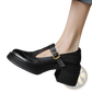 Mary Jane Shoes Chunky Heel Leather Platform Pumps