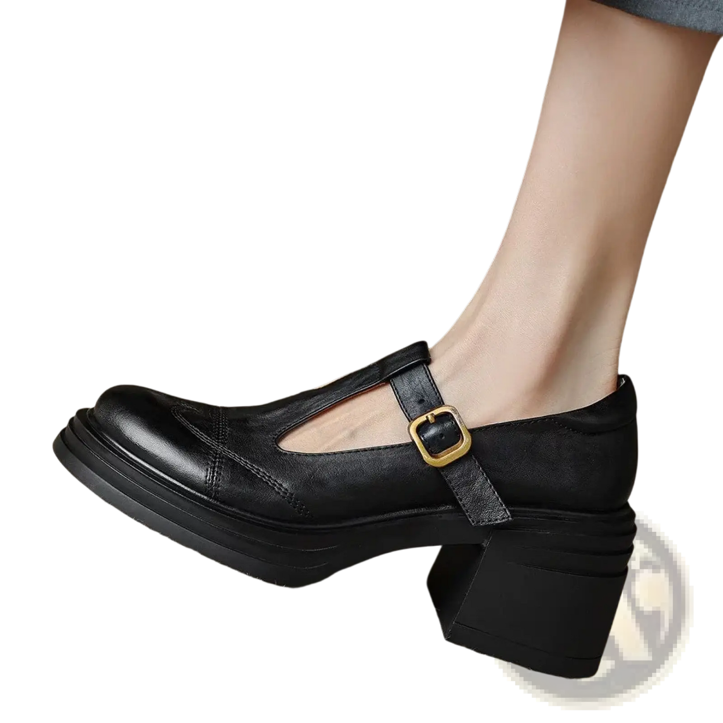 Mary Jane Shoes Chunky Heel Leather Platform Pumps