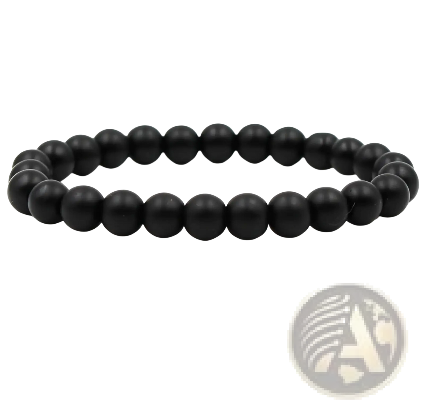 Matte Black and Green Malachite Elastic Bead Bracelet