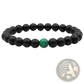 Matte Black and Green Malachite Elastic Bead Bracelet