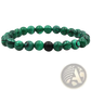 Matte Black and Green Malachite Elastic Bead Bracelet