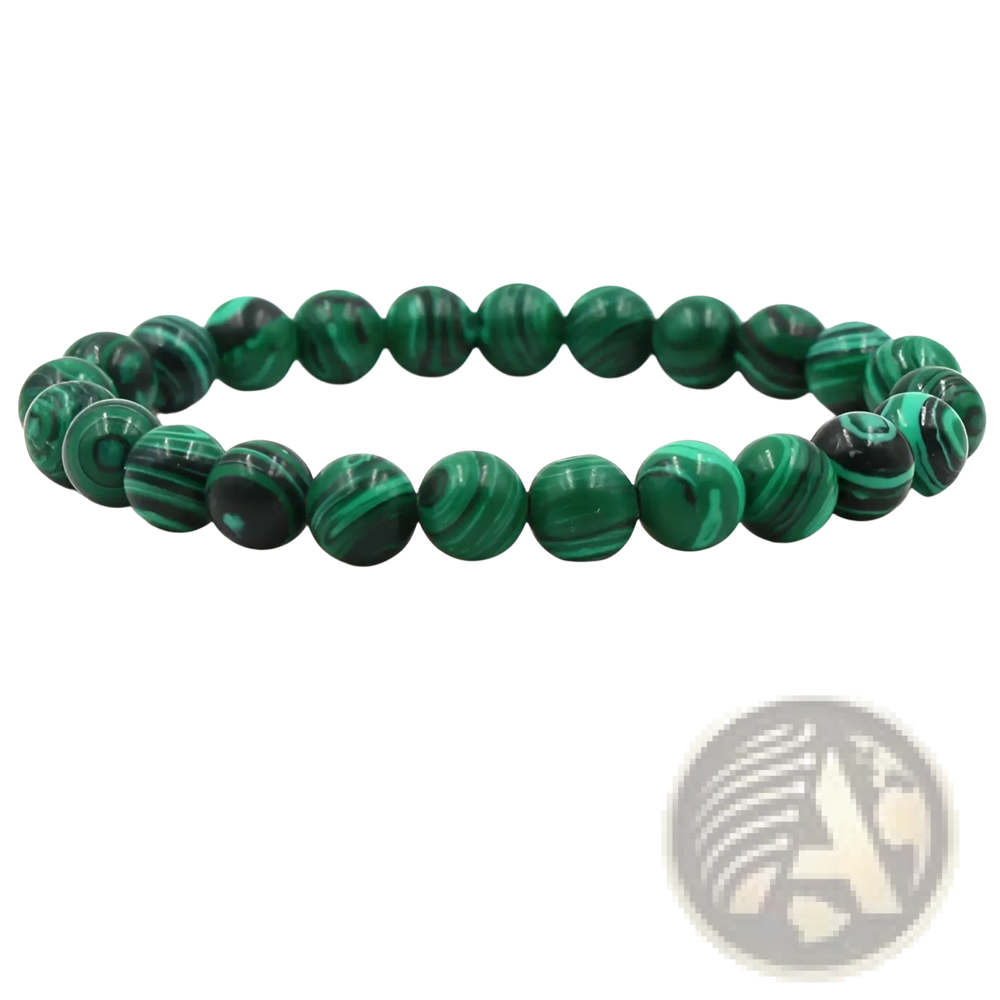 Matte Black and Green Malachite Elastic Bead Bracelet