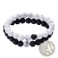 Matte Black and Green Malachite Elastic Bead Bracelet