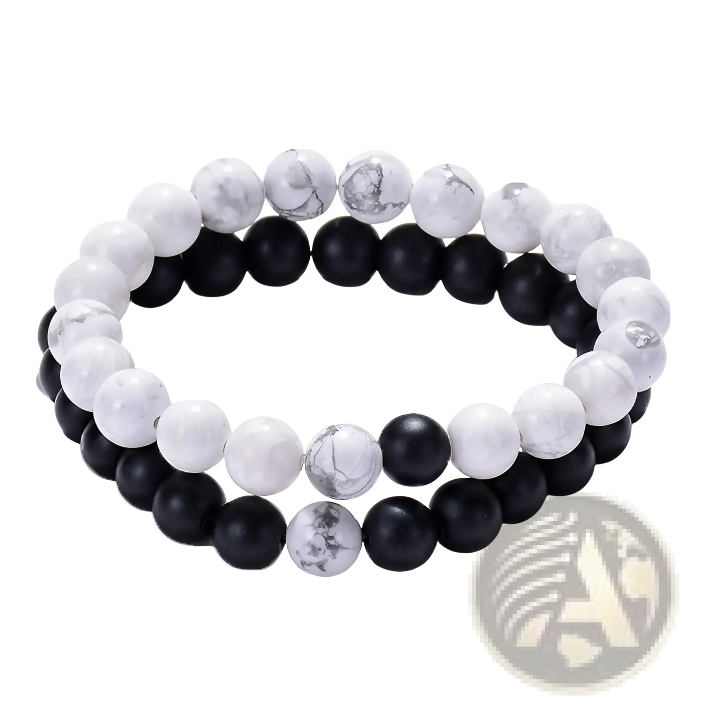 Matte Black and Green Malachite Elastic Bead Bracelet