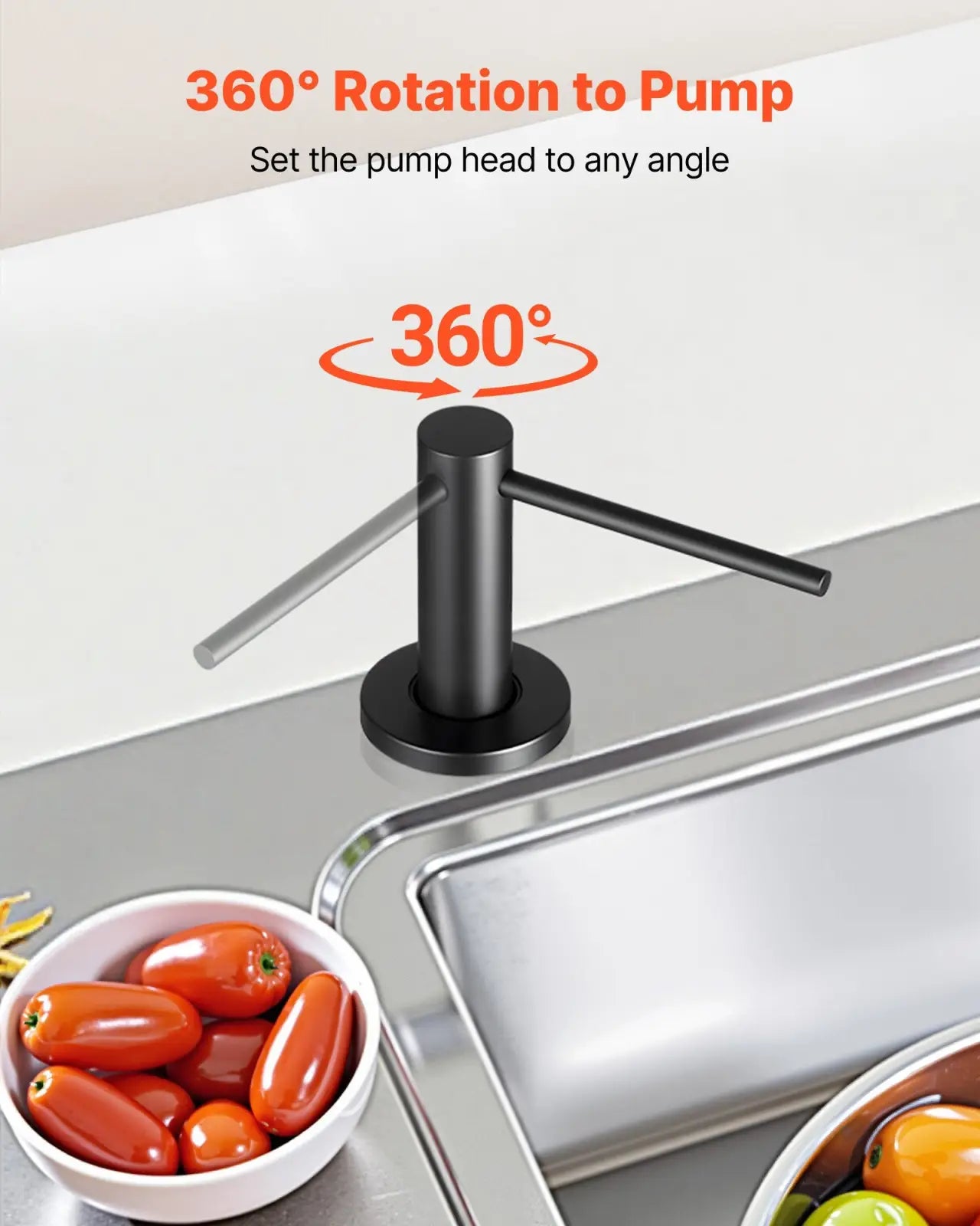 Matte Black Kitchen Soap Dispenser with 17oz Bottle