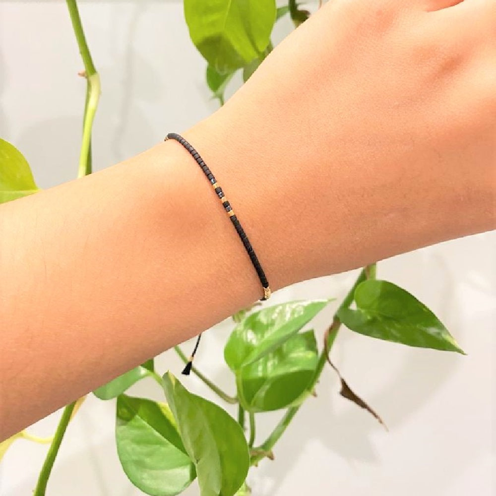 Pulseira Homvare feminina de prata esterlina 925 com contas Miyuki - Ouro
