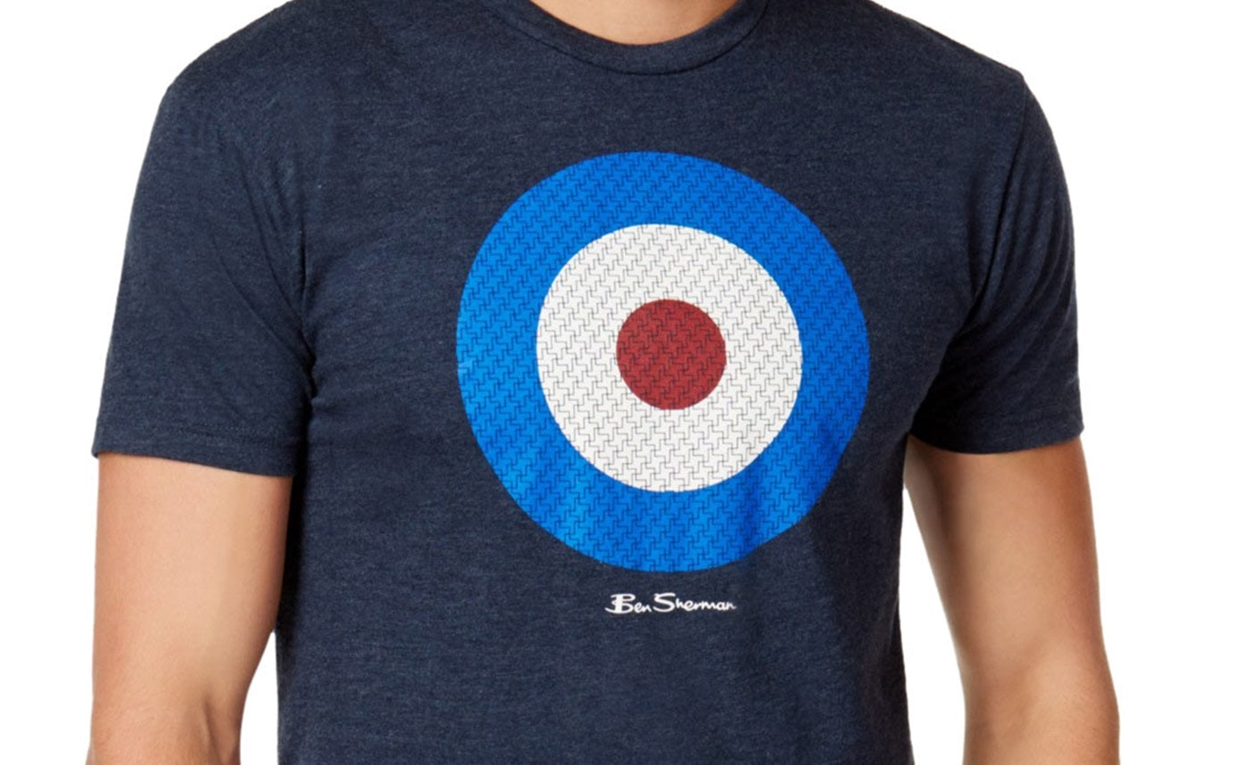 Camiseta masculina Ben Sherman Slim Fit com estampa gráfica, tamanho extra grande, azul-marinho meia-noite